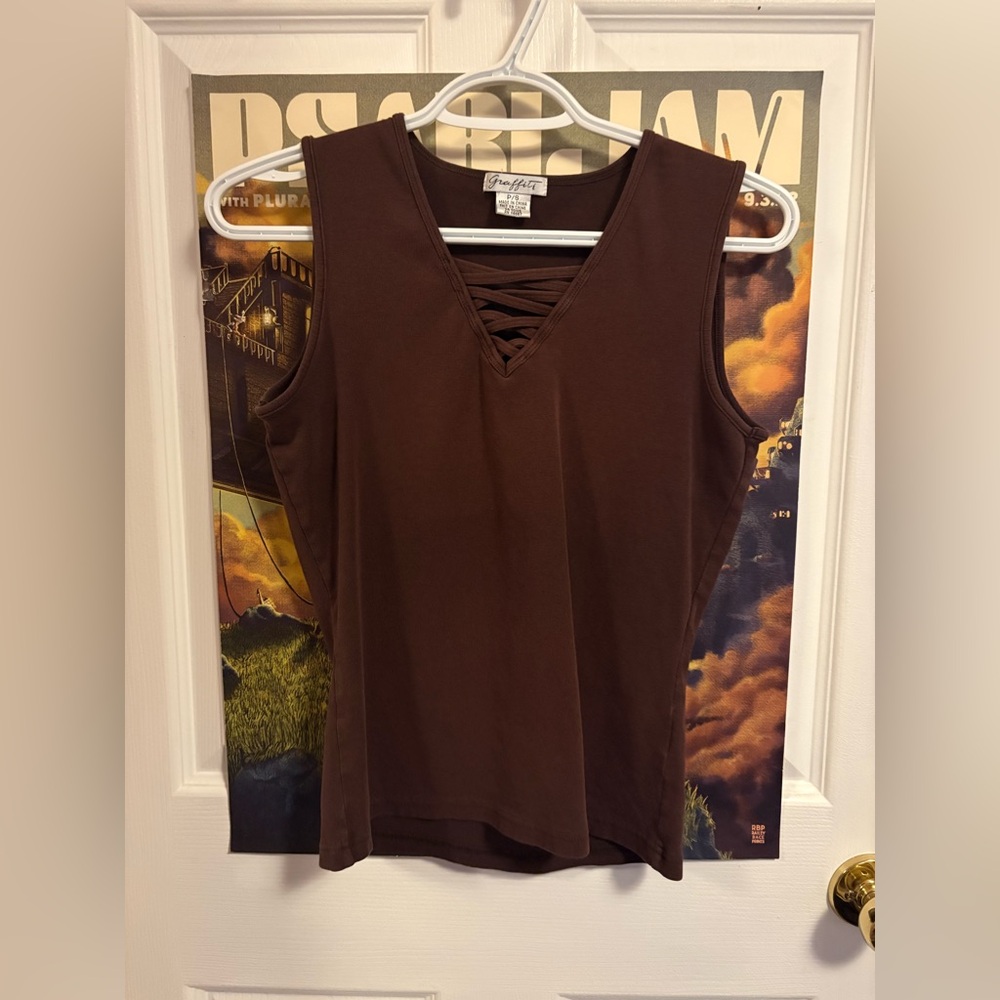 vintage brown tank with strappy detailing